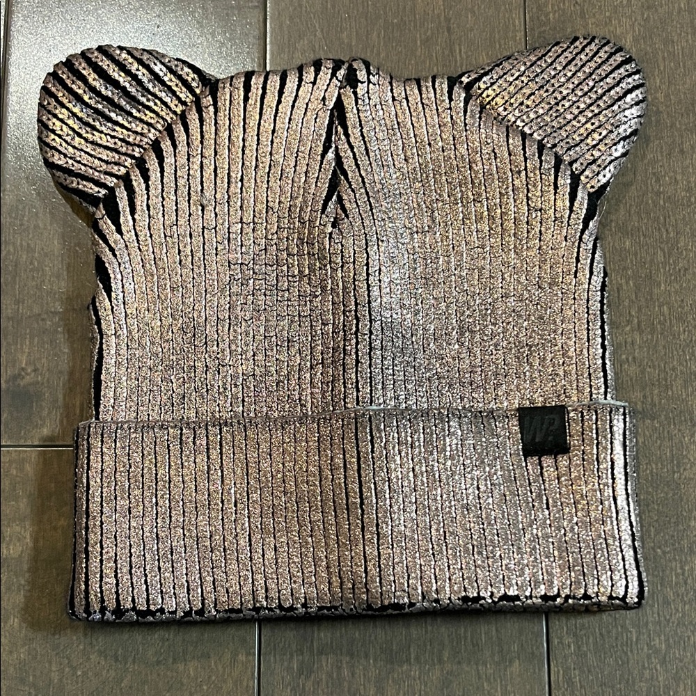 Winterproof Metallic Ribbed Kids Knit Beanie 2-6x